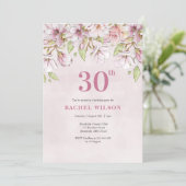 30歳の誕生日招待状ピンクフローラ 招待状 (スタンド正面)