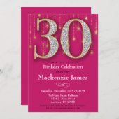 30歳の誕生日招待状ピンク金ゴールドダイヤモンド大人 招待状 (正面/裏面)