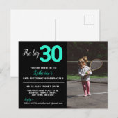 30歳の誕生日招待状フォトカードブラック ポストカード (正面/裏面)