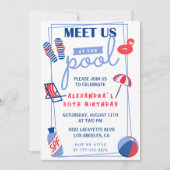 30歳の誕生日招待状プールパーティー夏 招待状 (正面)