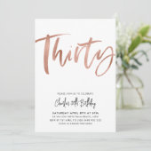 30歳の誕生日招待状ホワイトローズ金ゴールド30 招待状 (スタンド正面)