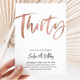 30歳の誕生日招待状ホワイトローズ金ゴールド30 招待状