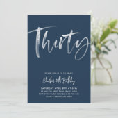 30歳の誕生日招待状メンスモダンネイビー30 招待状 (スタンド正面)