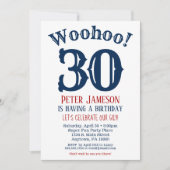 30歳の誕生日招待状メンズネイビーブルー 招待状 (正面)