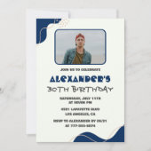 30歳の誕生日招待状メンズブルーシンプルフォト 招待状 (正面)