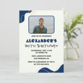 30歳の誕生日招待状メンズブルーシンプルフォト 招待状 (スタンド正面)