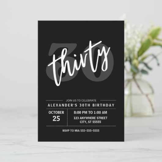 30歳の誕生日招待状モダンダーティ30 招待状 (スタンド正面)