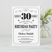 30歳の誕生日招待状白黒 招待状 (スタンド正面)