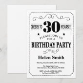 30歳の誕生日招待状白黒 招待状 (正面/裏面)