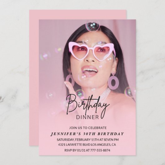 30歳の誕生日招待状誕生日夕食写真 招待状 (正面/裏面)