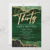 30歳の誕生日招待状 エメラルドグリーンとゴールド 招待状 (正面)