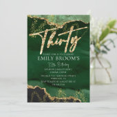 30歳の誕生日招待状 エメラルドグリーンとゴールド 招待状 (スタンド正面)