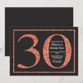 30歳の誕生日招待状 オレンジ グリッター 黒板 招待状 (正面/裏面)
