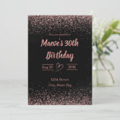 30歳の誕生日招待状 - キラキラの紙吹雪 | ピンク 招待状 (スタンド正面)