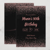 30歳の誕生日招待状 - キラキラの紙吹雪 | ピンク 招待状 (正面/裏面)