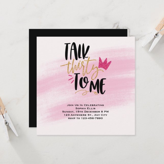 30歳の誕生日招待状、トークトゥーミー30 (正面/裏面インサイチュ)