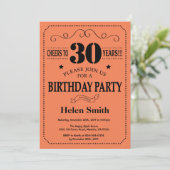 30歳の誕生日招待状 ブラックとコーラル 招待状 (スタンド正面)