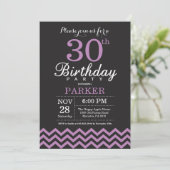 30歳の誕生日招待状 ブラックとパープル 招待状 (スタンド正面)