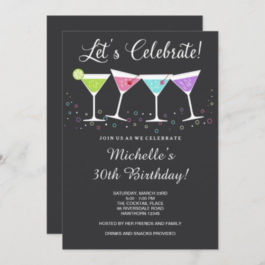 30歳の誕生日招待状/大人誕生日招待状 招待状 (正面/裏面)