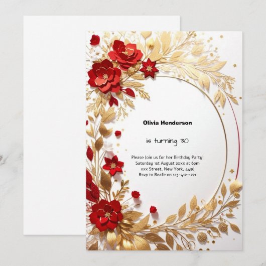 30歳の誕生日招待状 招待状 (正面/裏面)