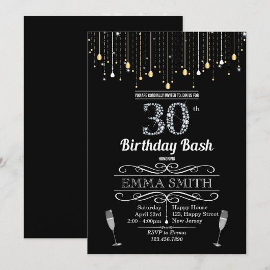 30歳の誕生日招待状 招待状 (正面/裏面)