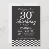 30歳の誕生日招待状（白黒） 招待状 (正面)