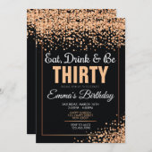 30歳の誕生日招待状。紙吹雪招待状 招待状 (正面/裏面)