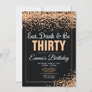30歳の誕生日招待状。紙吹雪招待状 招待状