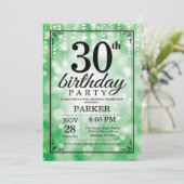 30歳の誕生日招待状 緑のグリッター 招待状 (スタンド正面)