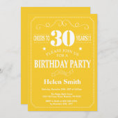30歳の誕生日招待状(黄と白) 招待状 (正面/裏面)
