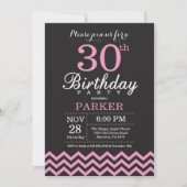 30歳の誕生日招待状（黒とピンク） 招待状 (正面)