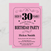 30歳の誕生日招待状（黒とピンク） 招待状 (正面/裏面)