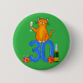 30歳の誕生日猫のお祝い 30年 三十 缶バッジ