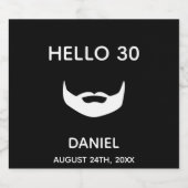 30歳の誕生日白黒ひげ名の男の男性おもしろい ビールラベル (シングルラベル)