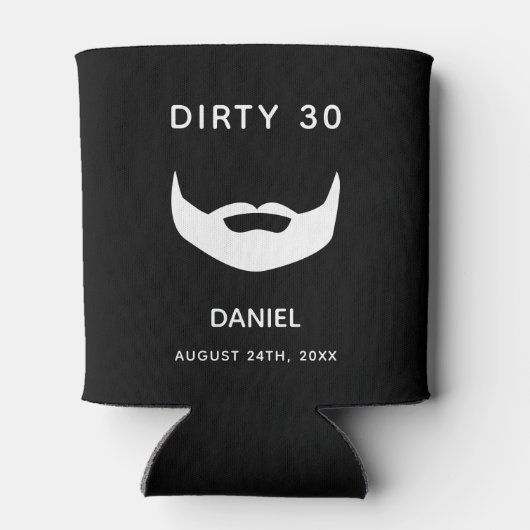 30歳の誕生日白黒ひげ男性おもしろい 缶クーラー (裏面)