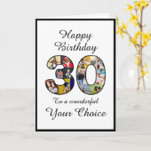 30歳の誕生日白黒エレガント写真テンプレート カード (黄色い花)