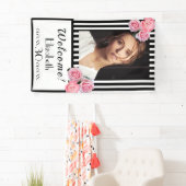 30歳の誕生日白黒ストライプ花写真 横断幕 (インサイチュ)