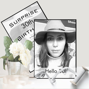 30歳の誕生日白黒モダン写真 招待状