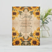 30歳の誕生日素朴木ひまわり水彩 招待状 (スタンド正面)