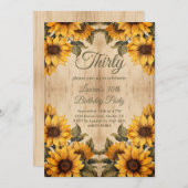 30歳の誕生日素朴木ひまわり水彩 招待状 (正面/裏面)