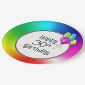30歳の誕生日虹色 ペーパープレート (アングル)