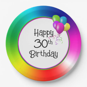 30歳の誕生日虹色 ペーパープレート