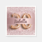 30歳の誕生日赤面ピンクグリッターモノグラム スタンダードカクテルナプキン (正面)