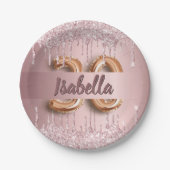 30歳の誕生日赤面ピンクグリッター名 ペーパープレート (正面)