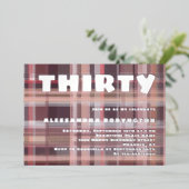 30歳の誕生日赤面ピンクレッドバーガンディストライプズ 箔招待状 (立ち正面)