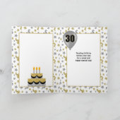 30歳の誕生日金ゴールドとシルバー紙吹雪バルーン カード (内部)