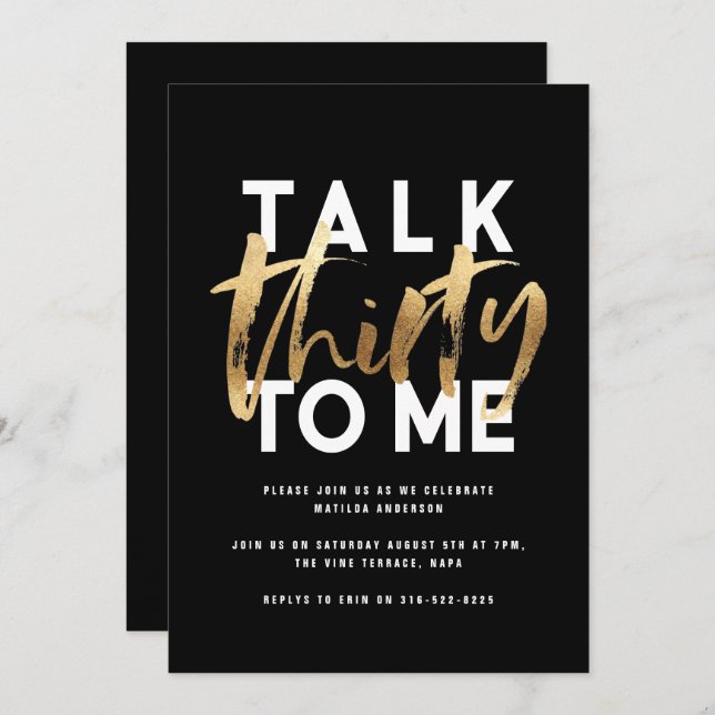 30歳の誕生日金ゴールドエレガントモダンシンプルスクリプト (正面/裏面)