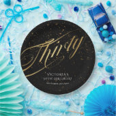 30歳の誕生日金ゴールドブラックスタイリッシュ紙吹雪 ペーパープレート (パーティー)