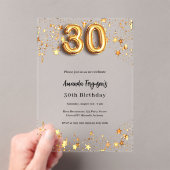 30歳の誕生日金ゴールド澄ん アクリル招待状 (インサイチュ (ポータブル))