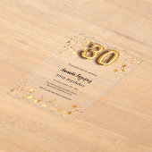 30歳の誕生日金ゴールド澄ん アクリル招待状 (レイダウン)